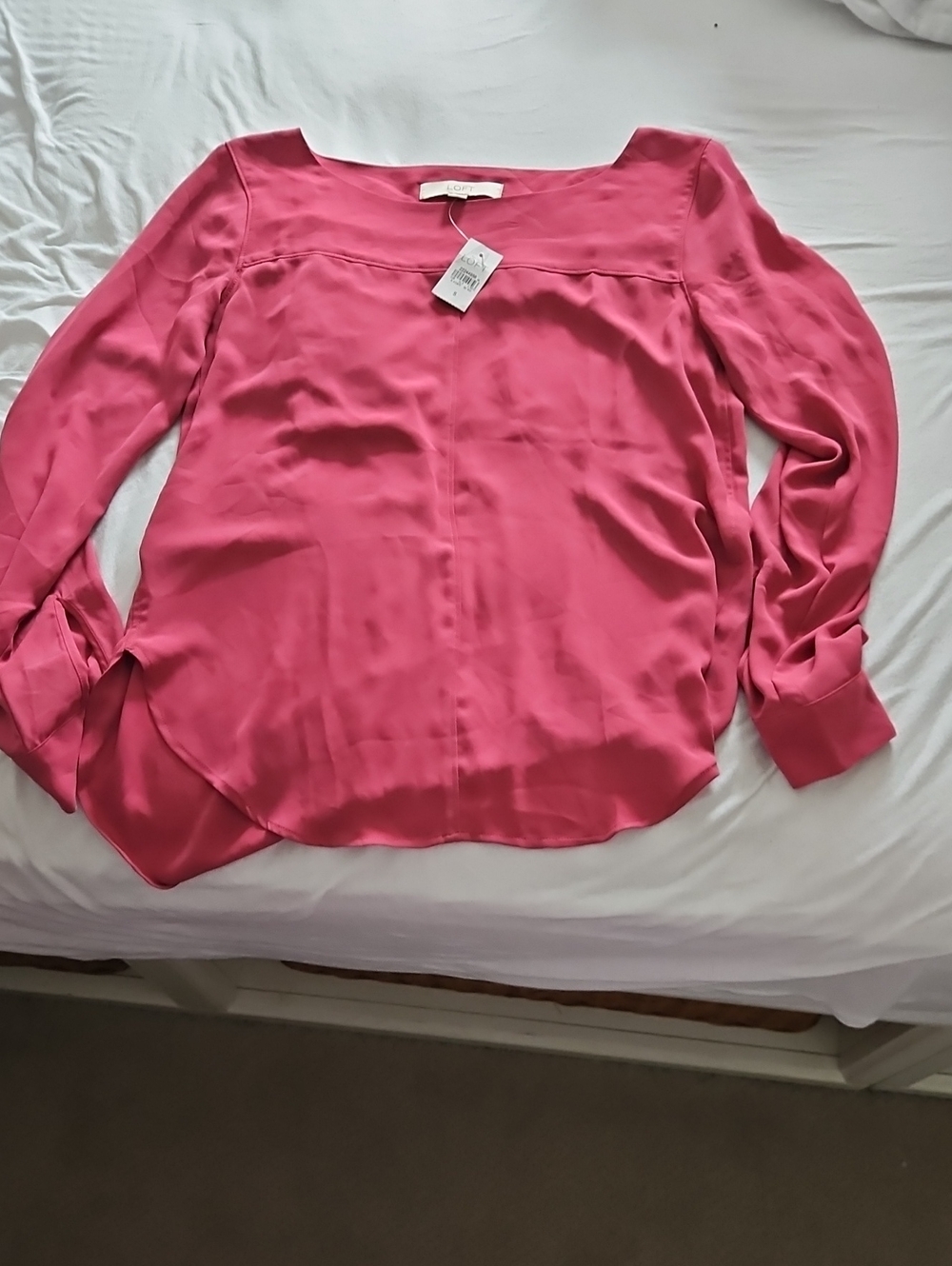 Ann Taylor LOFT Women's Square Neck Long-Sleeve Blouse - Pink